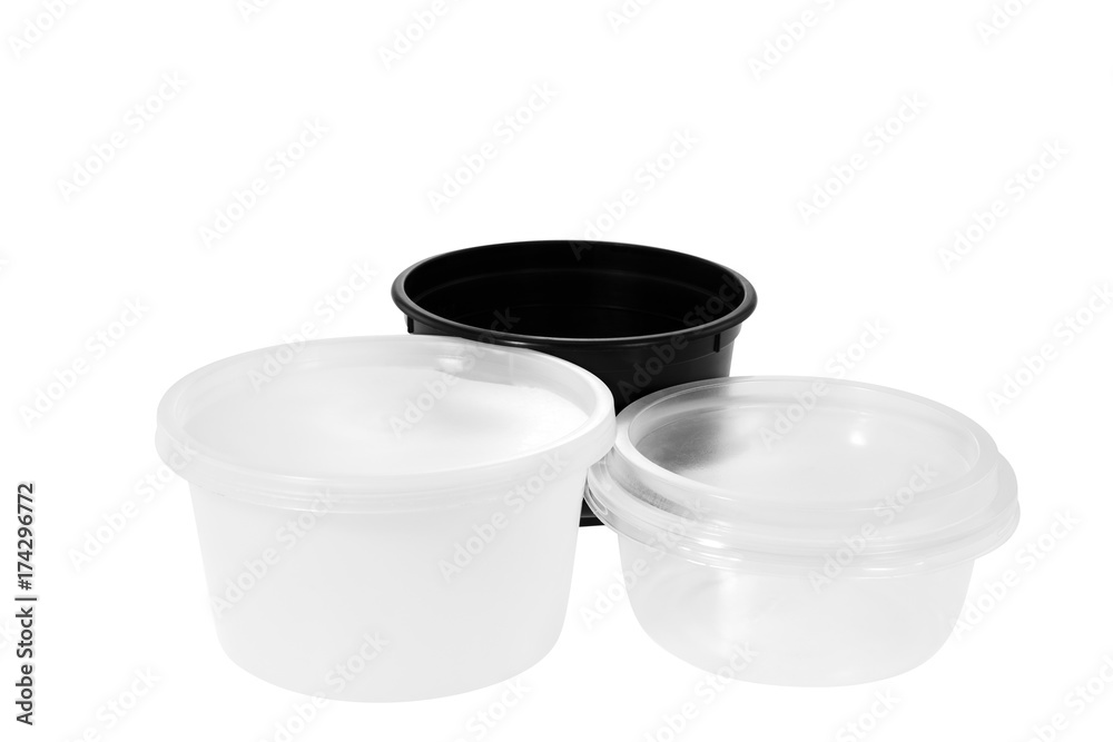 Plastic food container / Plastic container on white background.