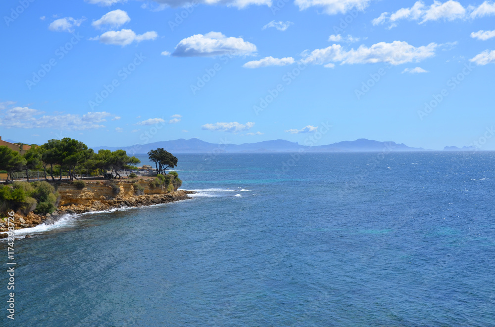 Coastal view of Sausset les Pins city, in the south of France