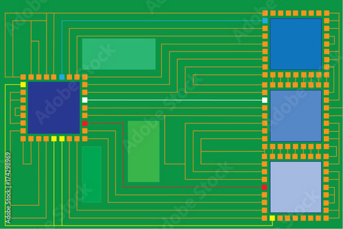 Business scheme in electron performance.Vector / vector illustration with scene of the electronic abstract scheme of business control