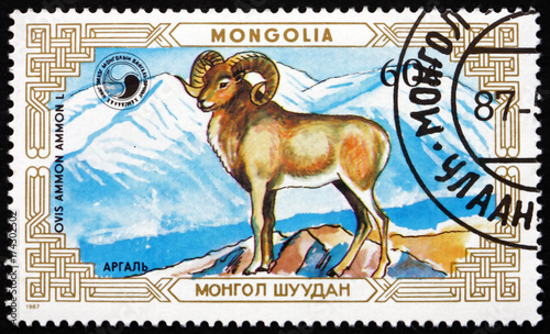 Postage stamp Mongolia 1987 Mountain Sheep