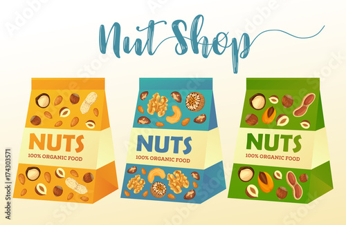 Paper packs with nuts or product packages