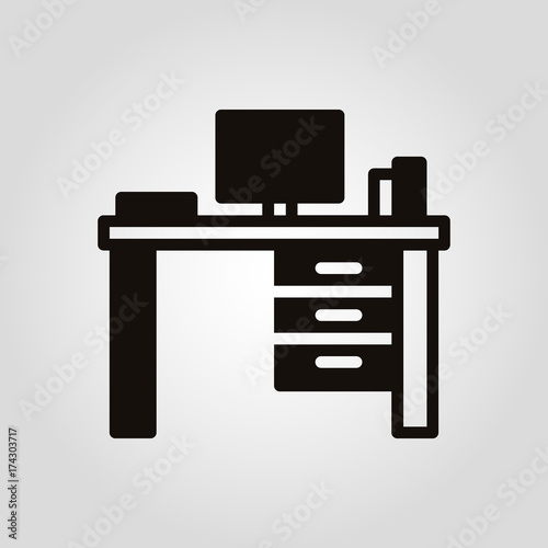 Worktable desk or writing table isolated flat vector icon