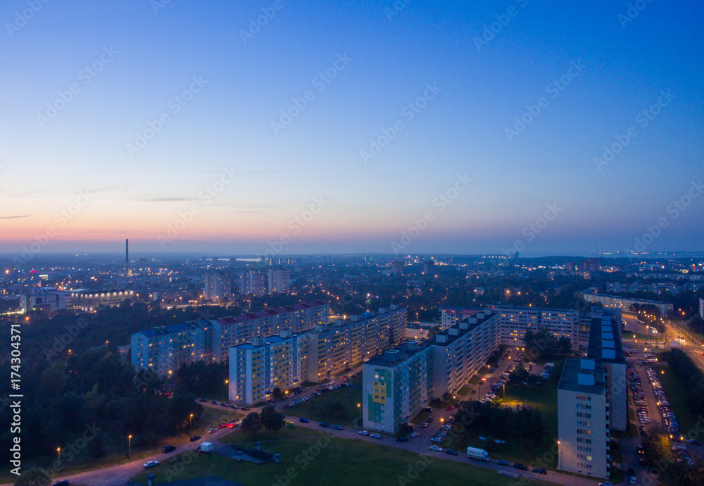 Aerial view Evening of City Tallinn Estonia , District mustamae