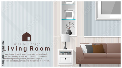 Interior design with Modern living room background , vector , illustration