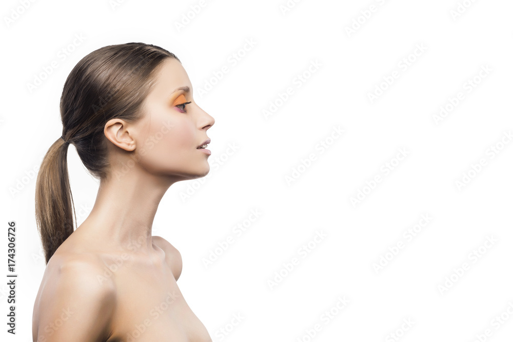 Young attractive girl on a white background Young attractive girl on a white background