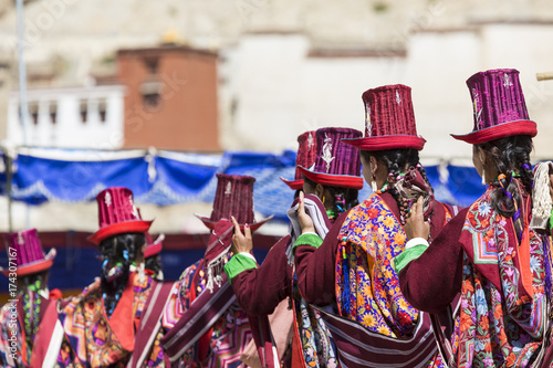 Unidentified artists in Ladakhi costumes at the Ladakh Festival, Leh, India. photo