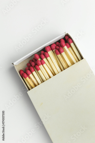 Closeup of matchbox, isolated on white.