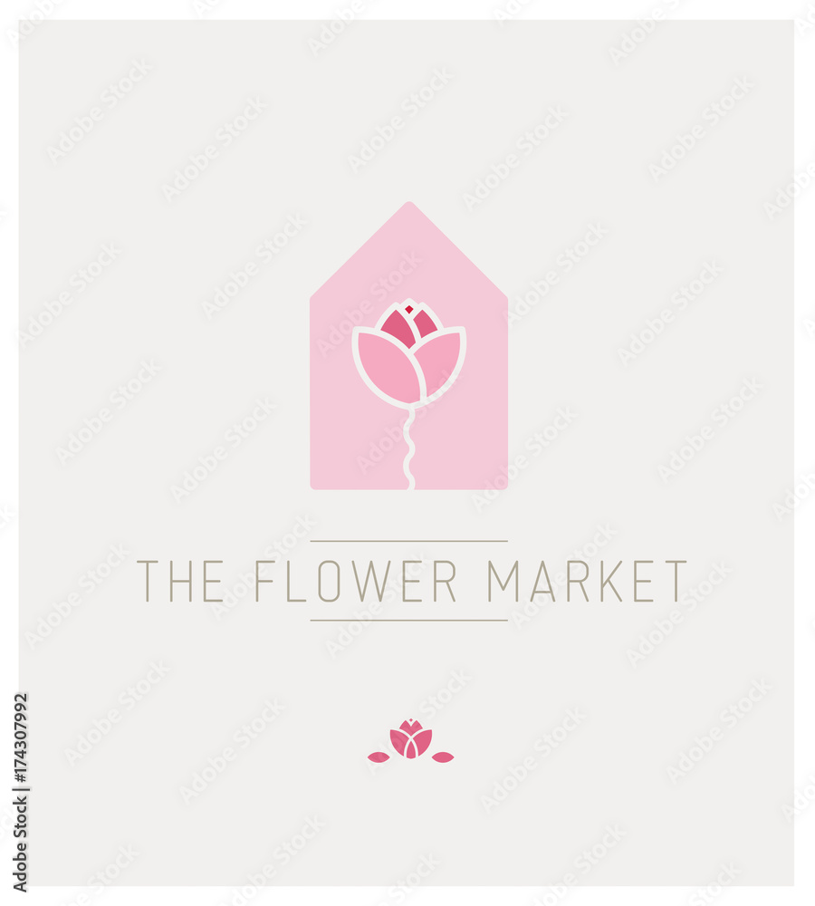 Fleur, rose, fleuriste, magasin, boutique, enseigne, nom, identité, marque, logo, bouquet, maison, naturel, pastel