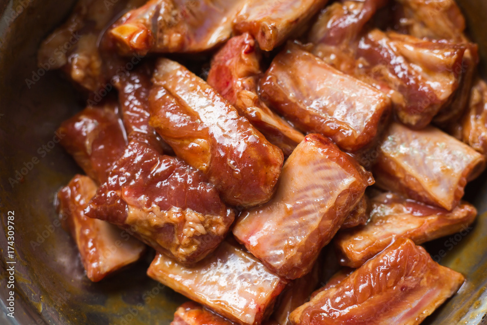 Raw pork ribs with fermented sauce for grilled Raw pork ribs with fermented sauce for grilled