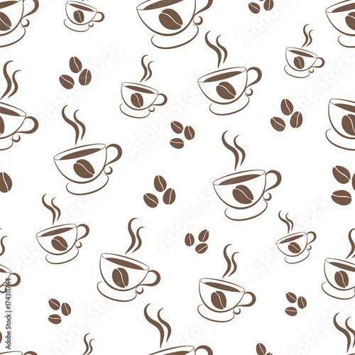 Seamless pattern of coffee. Vector illustration.