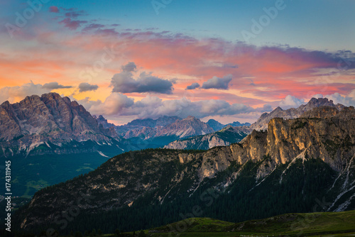 sunset at the Dolomites Alps.Italy