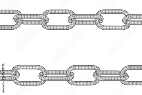 Wireframe BlockChain links. Chain 3d Vector illustration