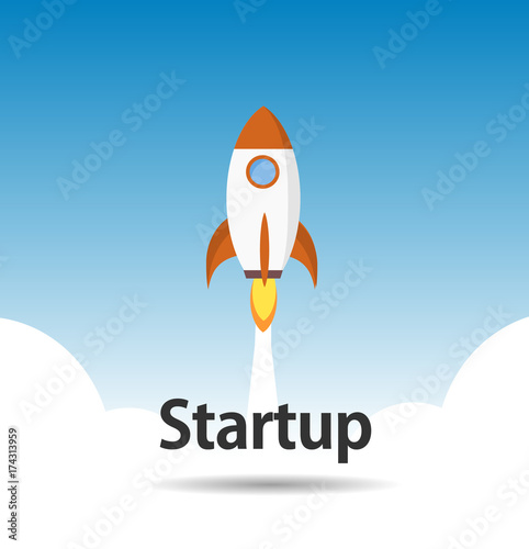 Start up rocket project concept. Business creative design