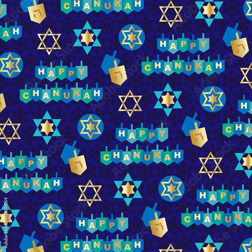 blue gold chanukah pattern