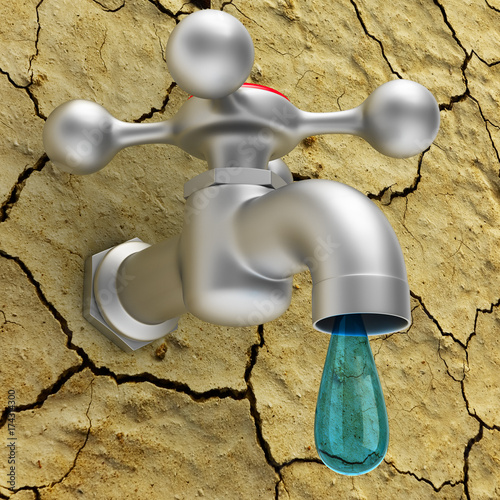 faucet on dry ground . 3D i...