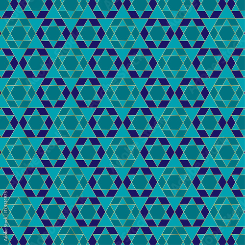 gold blue jewish star pattern