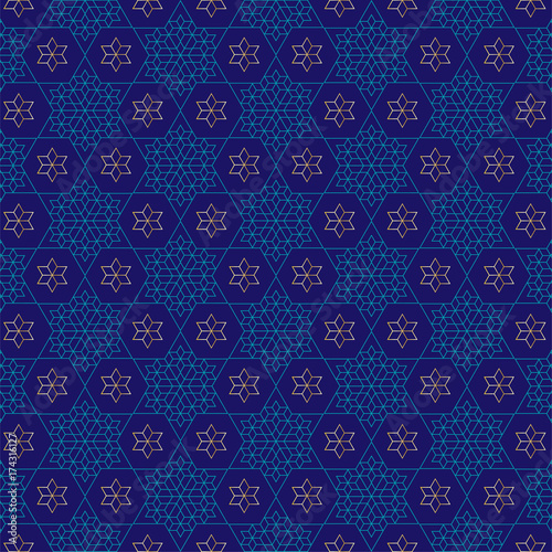 jewish star blue gold pattern