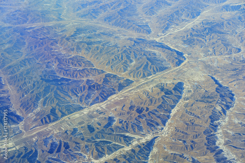 Aerial mountain landscape near Beijing