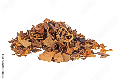 Dried smoking tobacco isolated on a white background