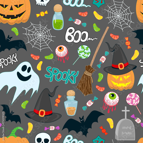 halloween kids vector pattern