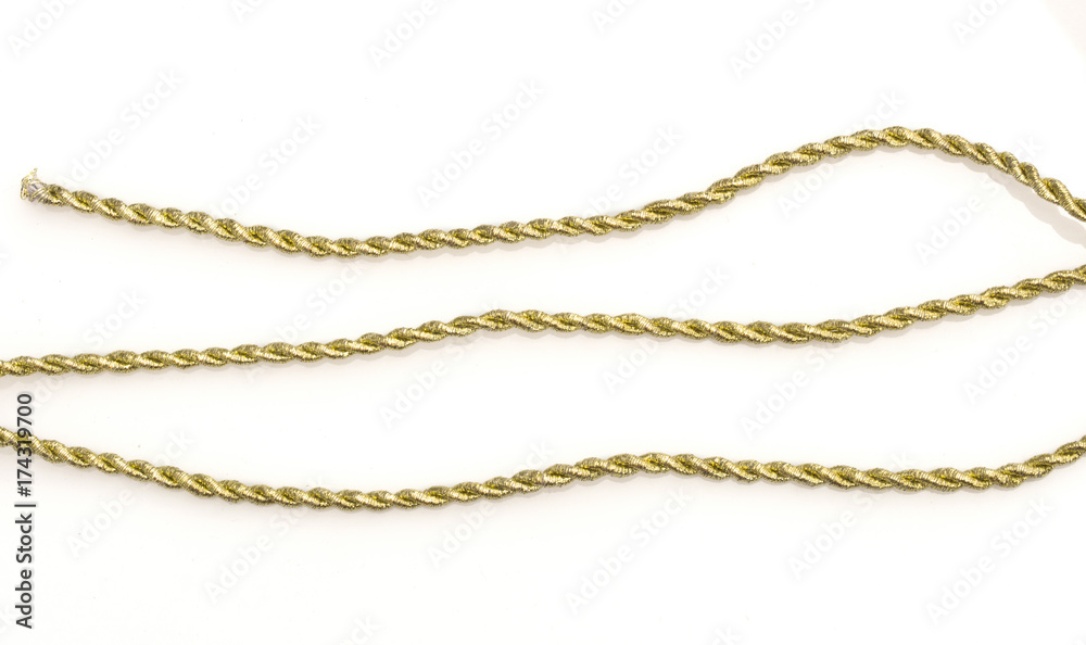 golden string, isolated on white golden string, isolated on white