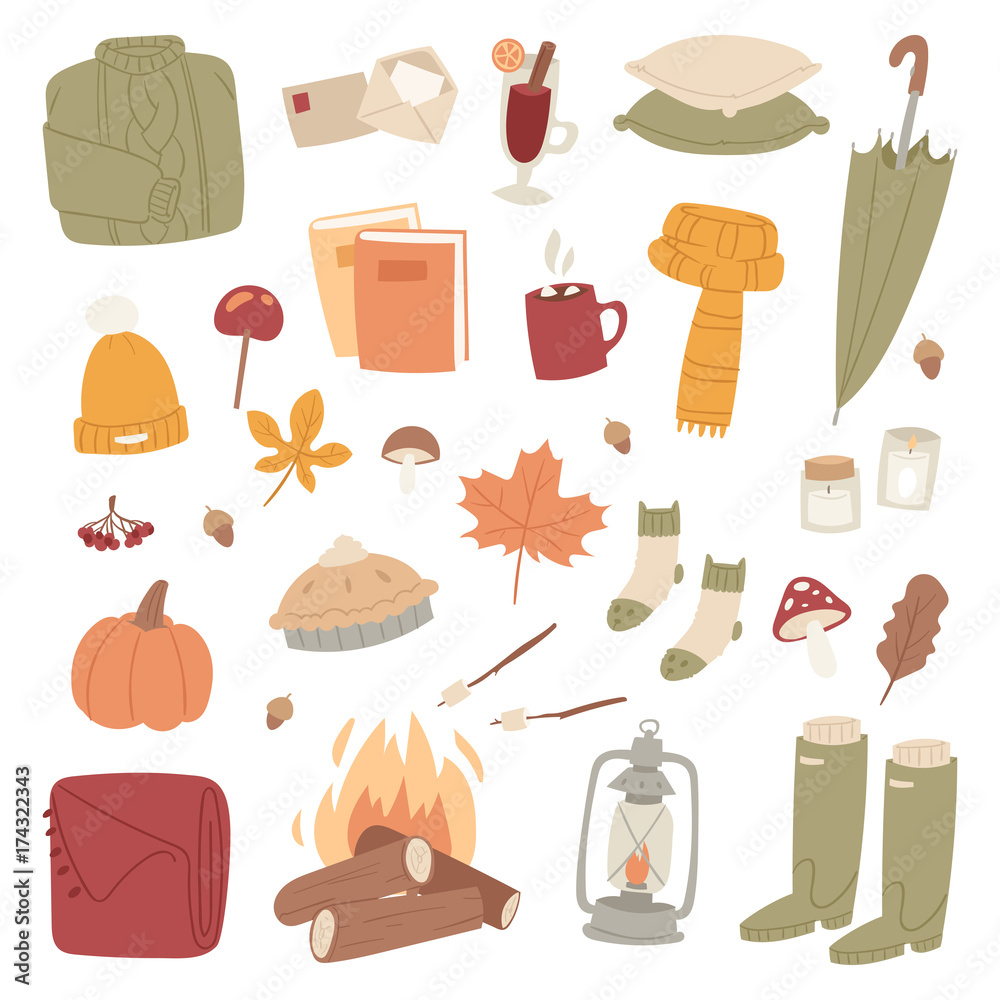 Autumn season icons symbol vector illustration