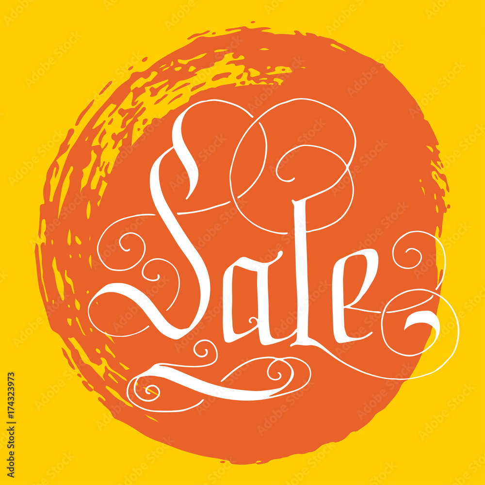 Obraz premium Hand lettering sale on grunge brush background