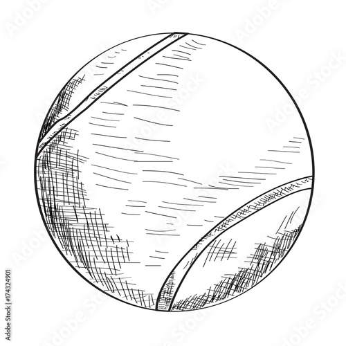 Isolated sketch of a tennis ball, Vector illustration