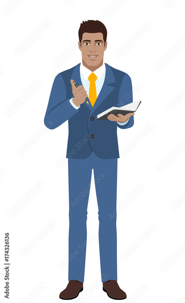 Businessman with pen and pocketbook Businessman with pen and pocketbook