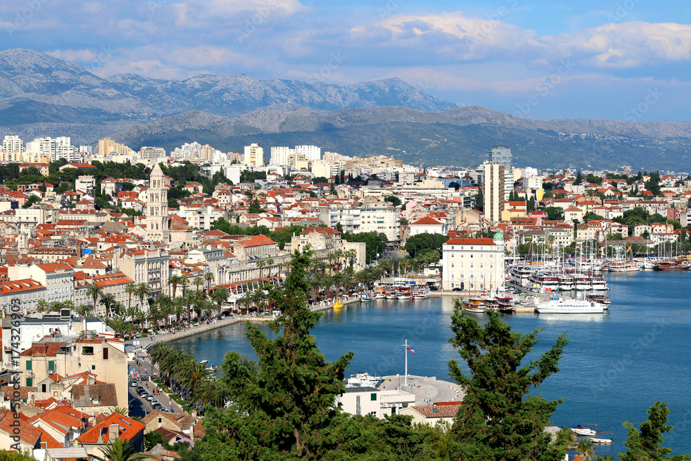 Panoramic view of Split, Croatia. Split is popular touristic destination and UNESCO World Heritage Site.