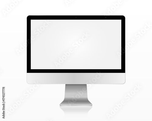 Modern flat screen computer monitor. Computer display isolated on white background. Layers are orderly and easily ediable. photo