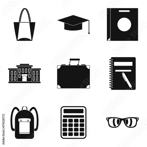 Hand luggage icons set, simple style