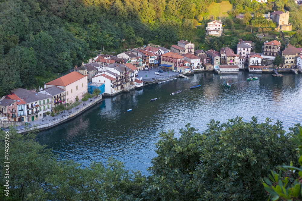 Houses in the port of Pasajes, travel and tourism in Euskadi