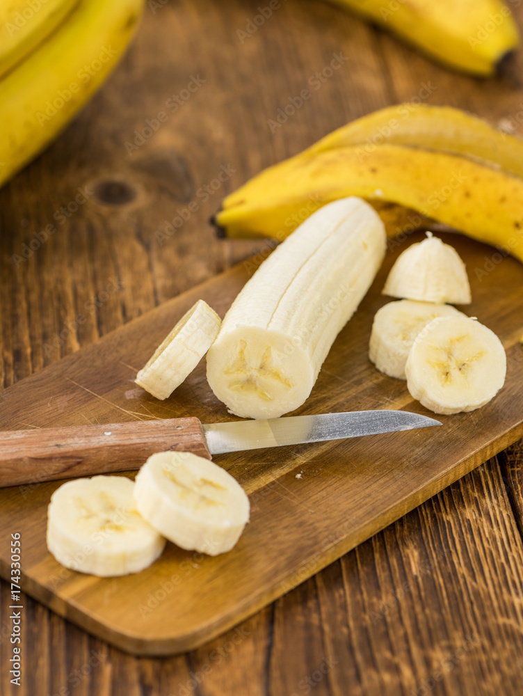 Sliced Bananas close-up shot, selective focus Sliced Bananas close-up shot, selective focus