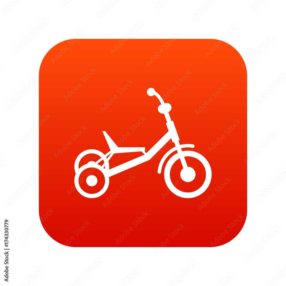 Tricycle icon digital red Tricycle icon digital red