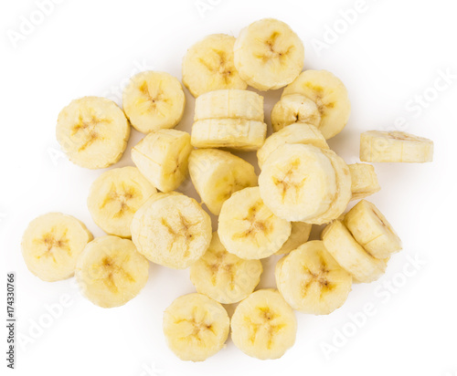 Portion of Sliced Bananas isolated on white