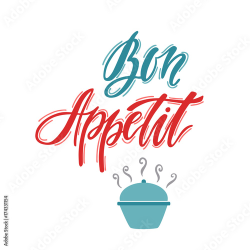 Bon Appetit. Hand drawn typography printable art. 