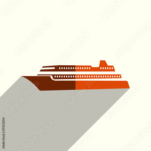 Sea transport flat icons with of shadow. Vector illustration