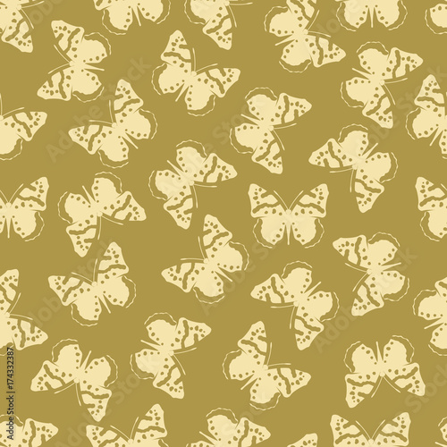 Butterfly vector illustration on a seamless pattern background