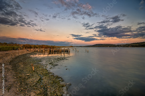 calmness mood over the lake after sunset