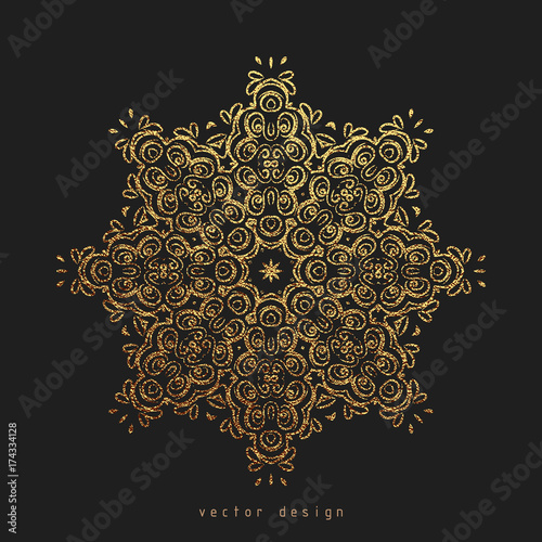 Gold Decorative flower Mandala. Golden Vintage ethnic element