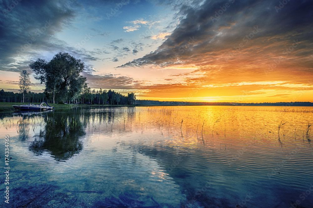 Beautiful red landscape sunset Beautiful red landscape sunset