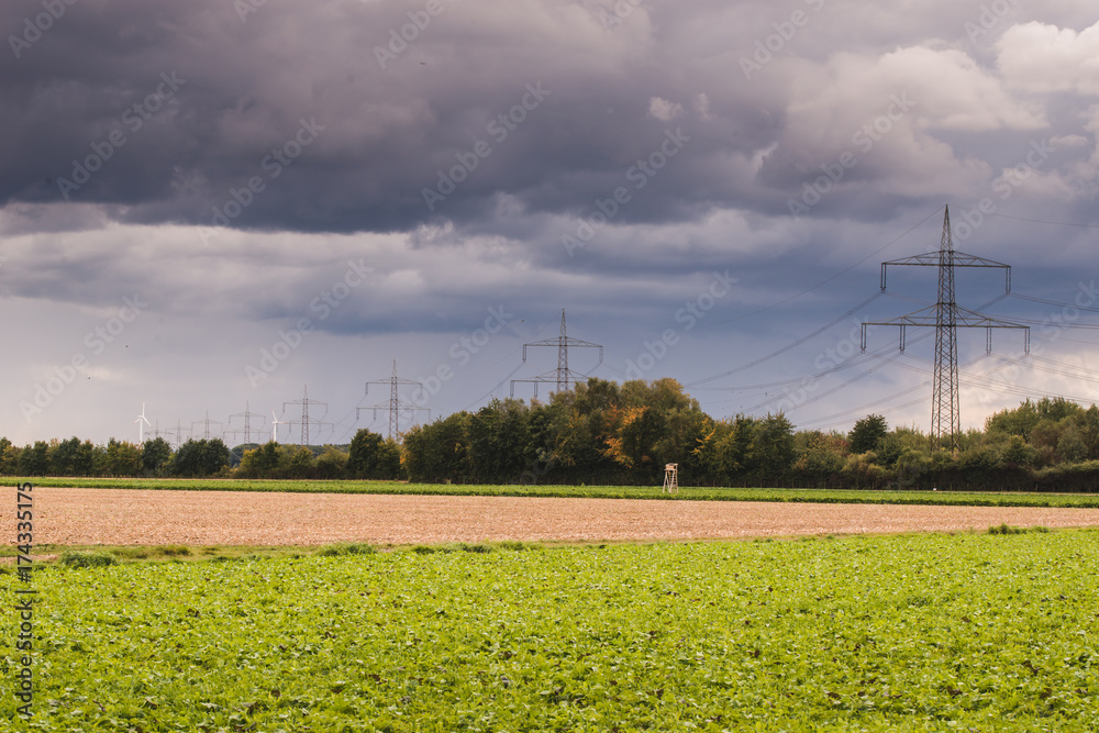 Rural Landscape with Power Transmission Line Rural Landscape with Power Transmission Line