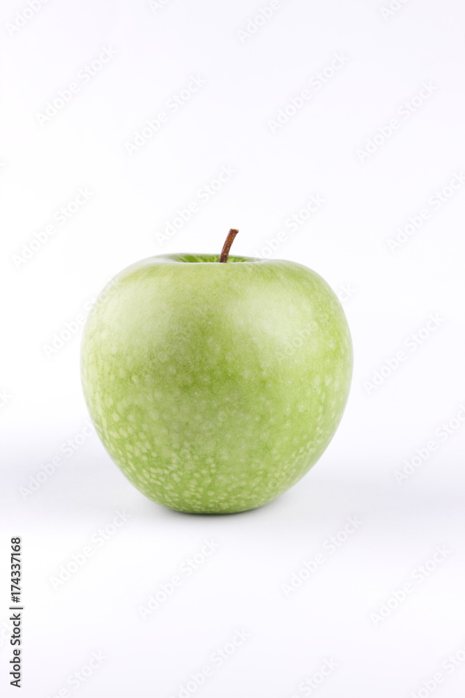 Green apple on white background isolated for designer