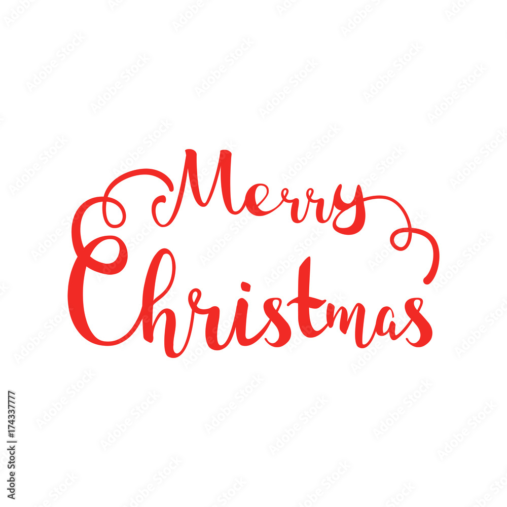Merry Christmas hand lettering isolated on white background. Vector illustration
