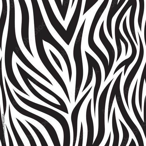 Zebra seamless pattern. Black and white tiger stripes. Popular texture.