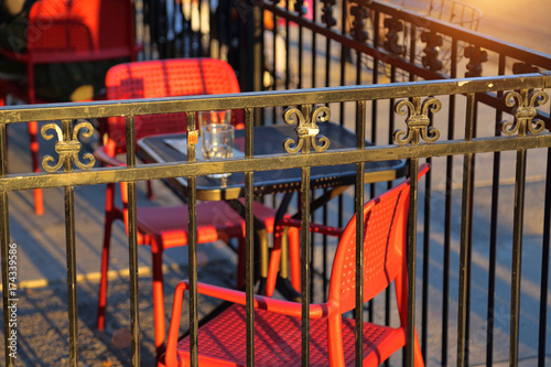 Photography Trendy restaurant at sunset