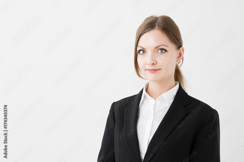 portrait if young businesswoman isolated on white background portrait if young businesswoman isolated on white background