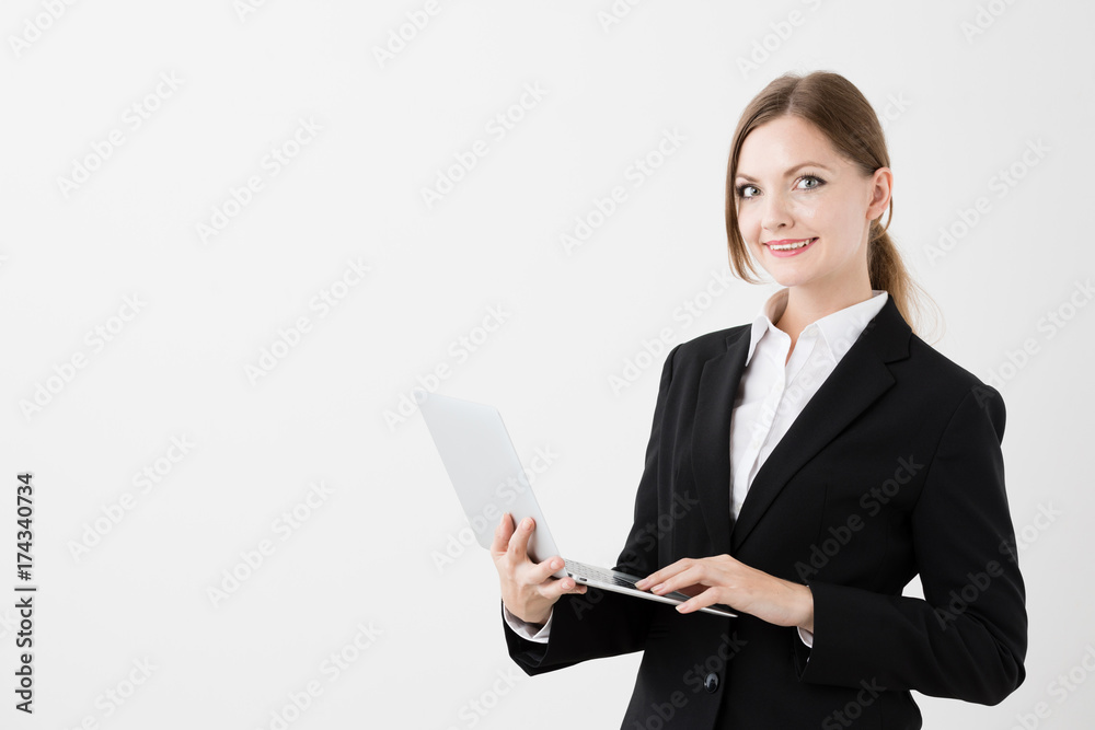 portrait if young businesswoman isolated on white background portrait if young businesswoman isolated on white background
