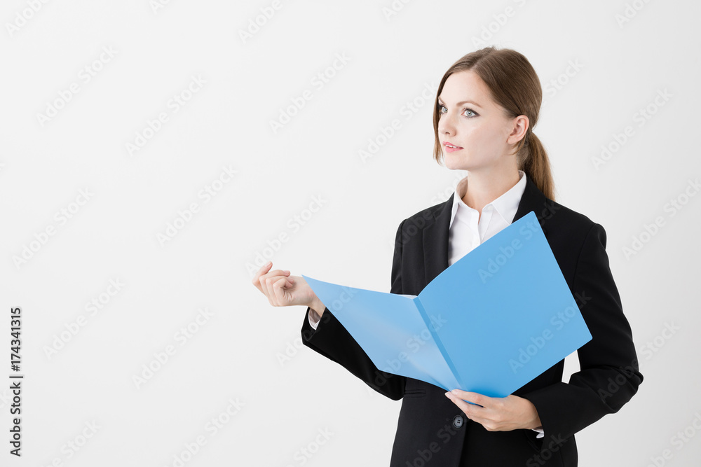 portrait if young businesswoman isolated on white background portrait if young businesswoman isolated on white background